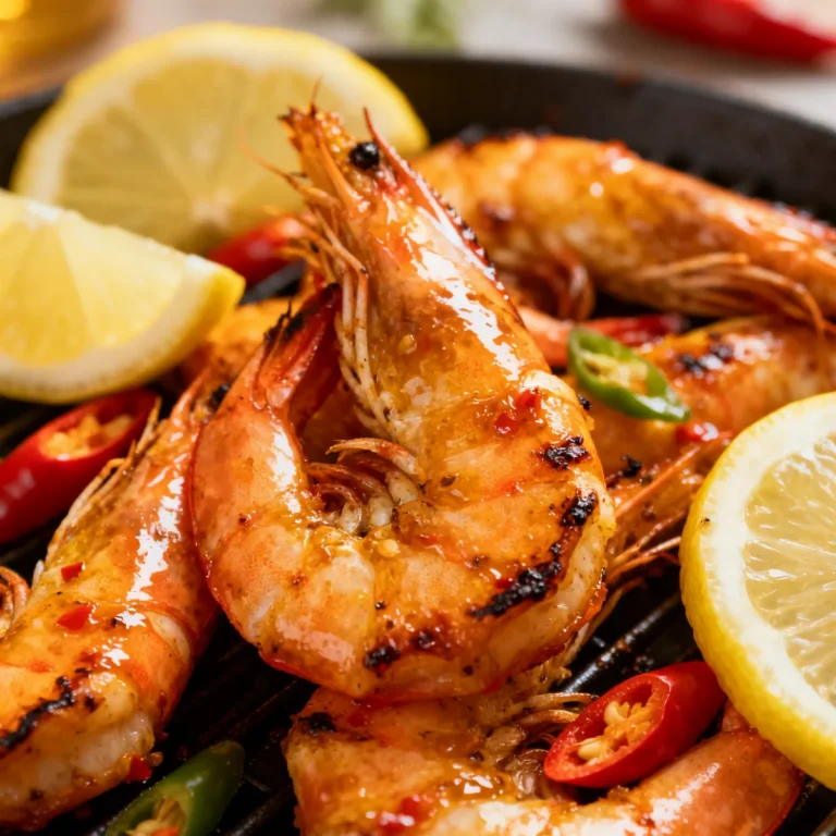 Gambas grillées marinées citron-piment à l’air fryer